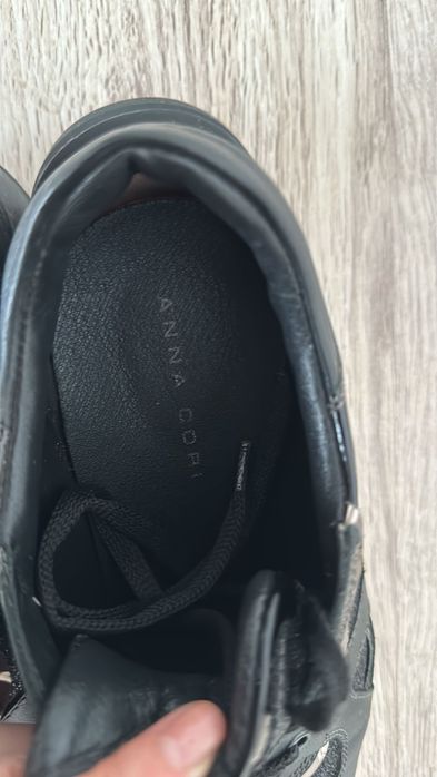 Sneakers piele negri Anna Cori