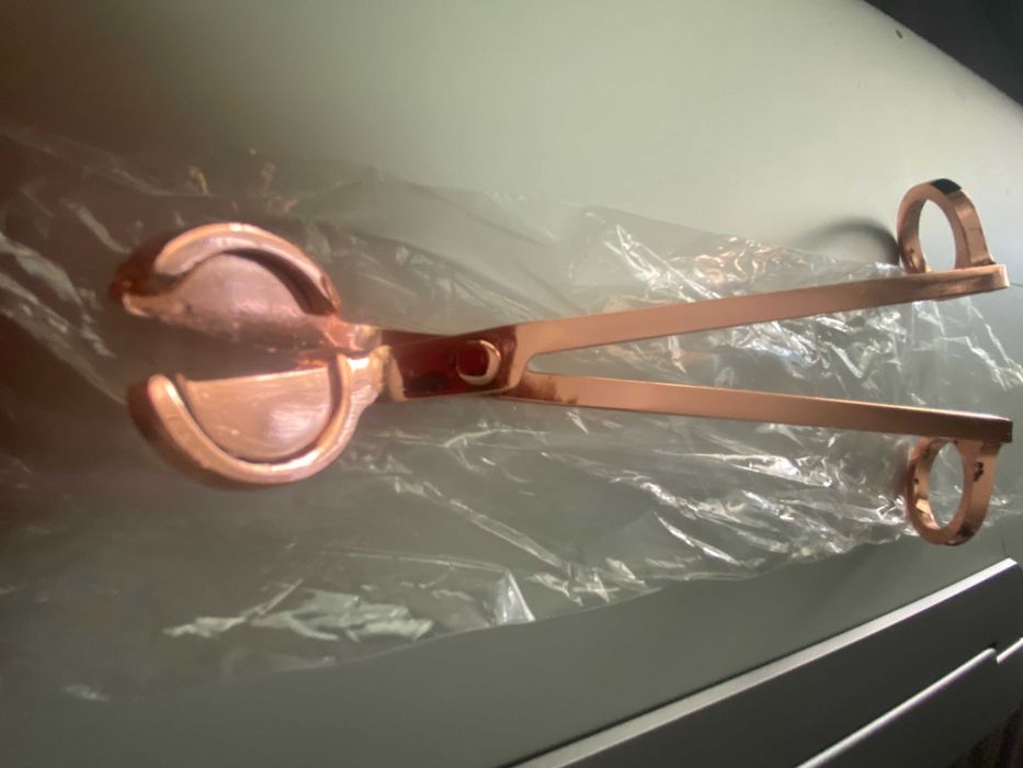 Foarfeca pentru taiat fitilele lumânărilor, nou, inox, gold rose