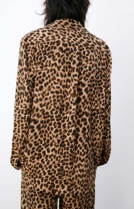 camasa Zara viscoza, animal print, L, noua