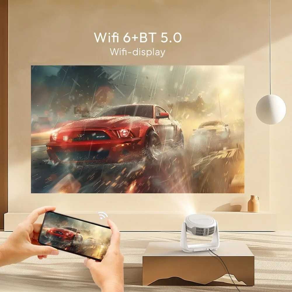 K1 Проектор с батерия Видео поддръжка 1080P WiFi 5G BT LED AND11 5200m