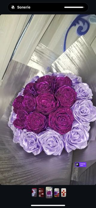 Buchete trandafiri din satin