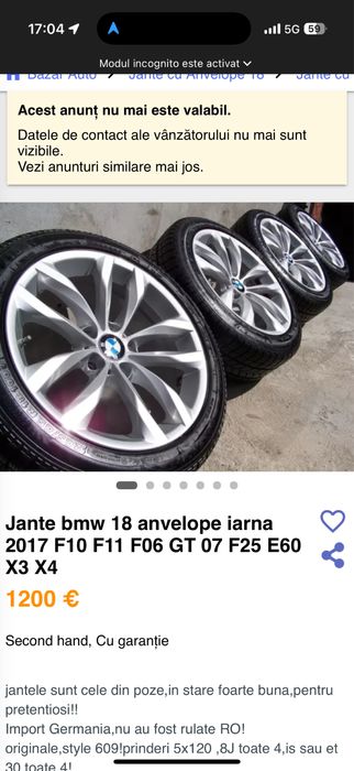 Jante oem 5x120 Bmw seria 3/4/5/6 R18