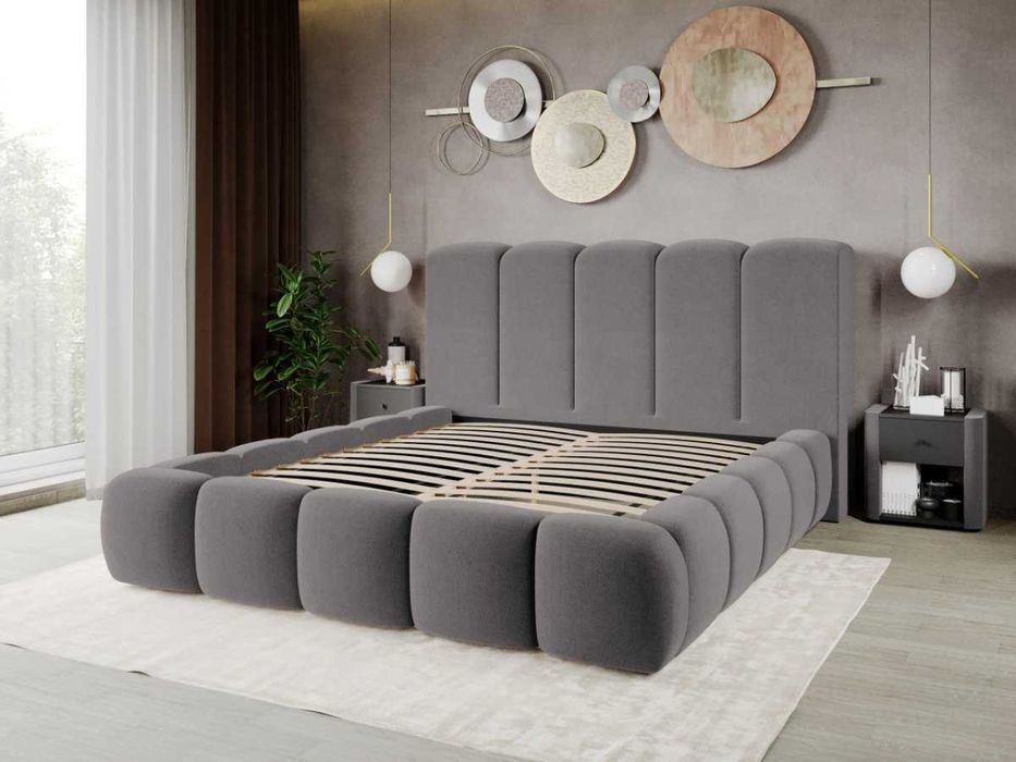 Pat Tapitat Noel Gri - Velluto 16 cu somiera fixa