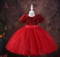 Прокат платье красного цвета, очень красивое. Пышное