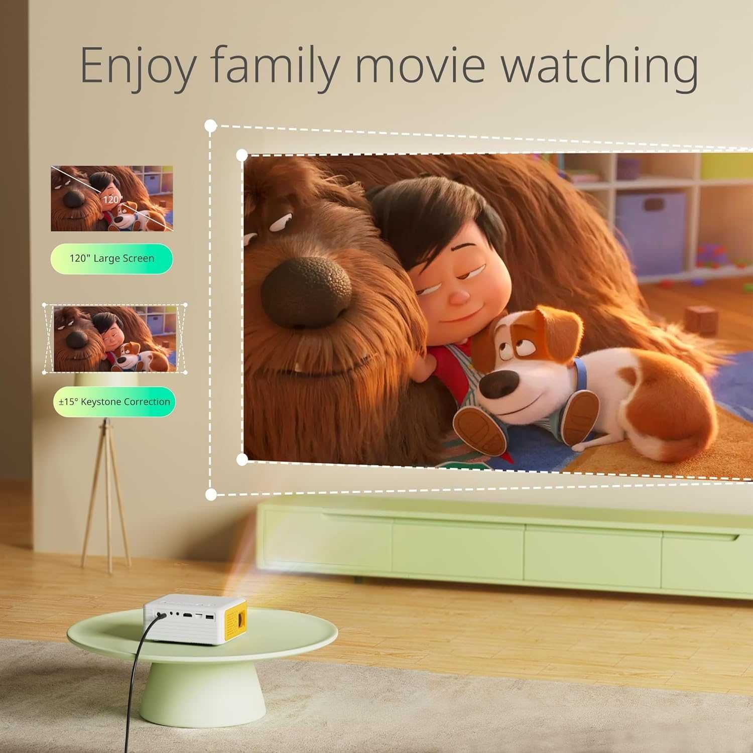 НОВ! Мини проектор – Full HD 1080P, 50% Zoom, HDMI/USB