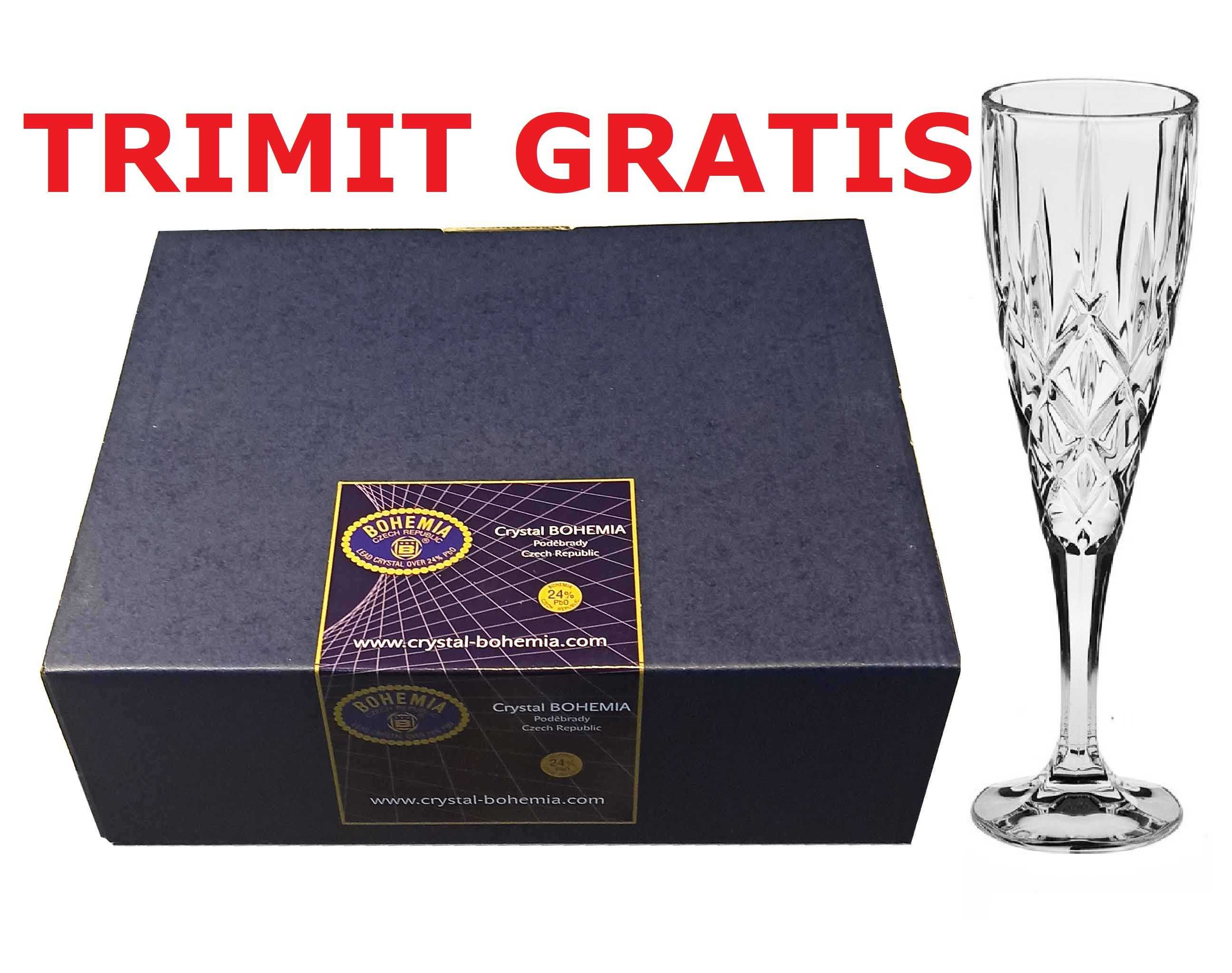 -20% Set 6 pahare CRISTAL,180ml,BOHEMIA Sheffield, Cehia, TrimitGratis