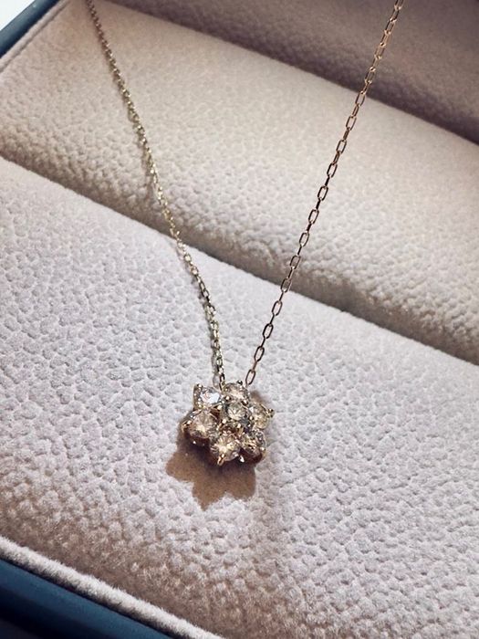 Pandantiv aur galben 18K cu 7 diamante naturale | Certificat IGI