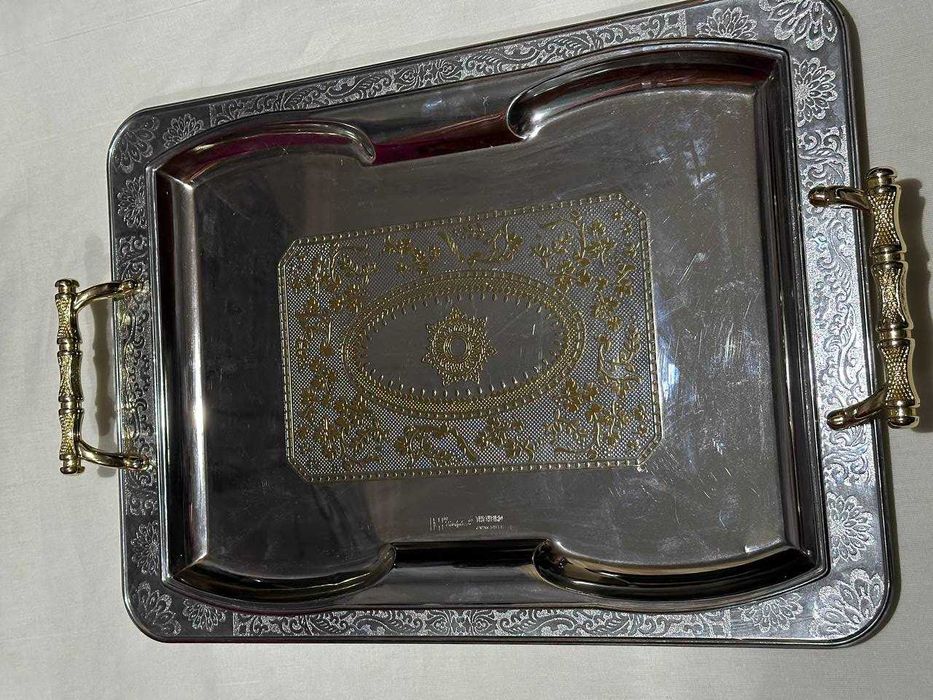 Сервировочный поднос из никелированной стали 80-х, TWIN BIRD Япония.