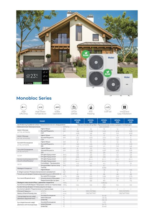 Тепловой насос Haier 3 в 1. Отопление, ГВС, охлаждение.