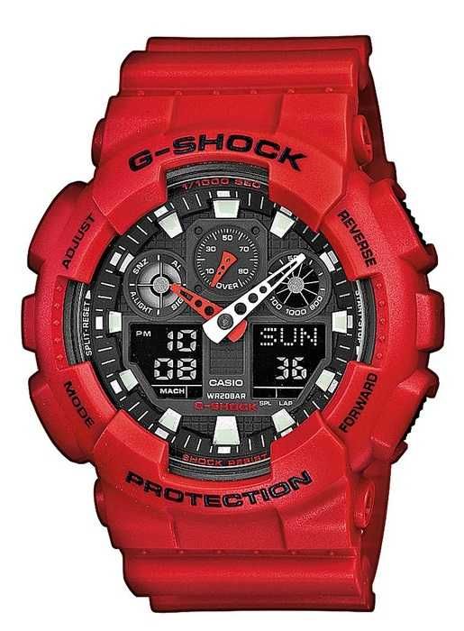 Ceas Sport Casio G-SHOCK GA-100 Red-(fossil diesel) rosu mat NOU 2024