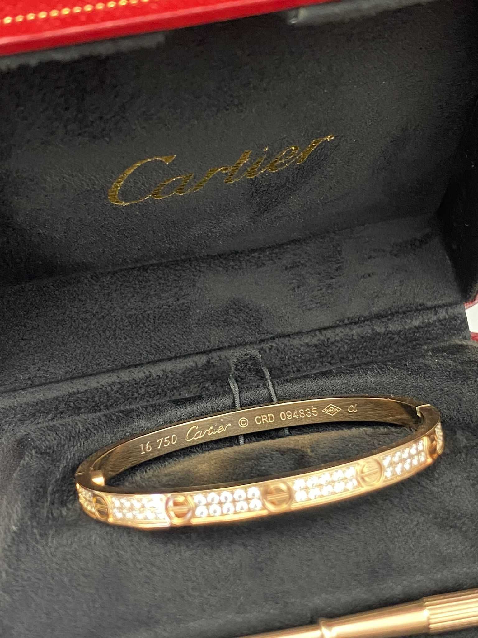 Brățară Cartier LOVE 16 Rose Gold 750 Slim cu Diamante