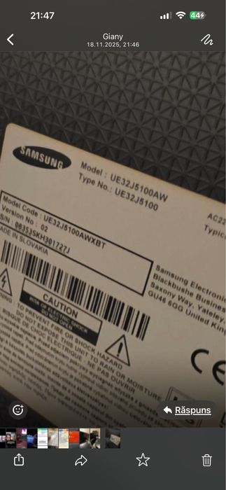 Tv monitor Samsung ue32j5100aw stare perfecta de functionare