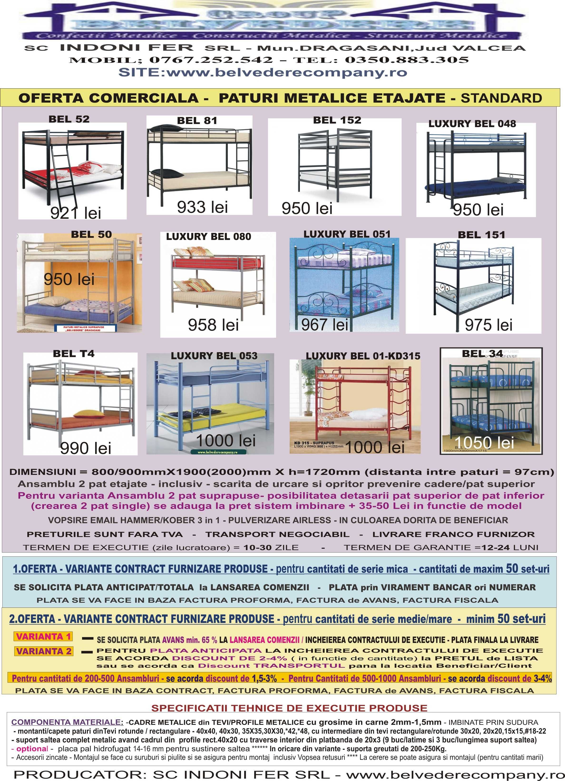 PATURI METALICE Suprapuse, Single, Duble - Pret Producator