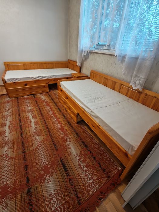 Спален комплект Чамови легла бял бор масив