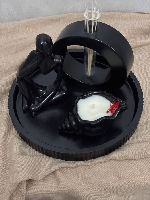 Набор в черном цвете из гипса , для интерьера