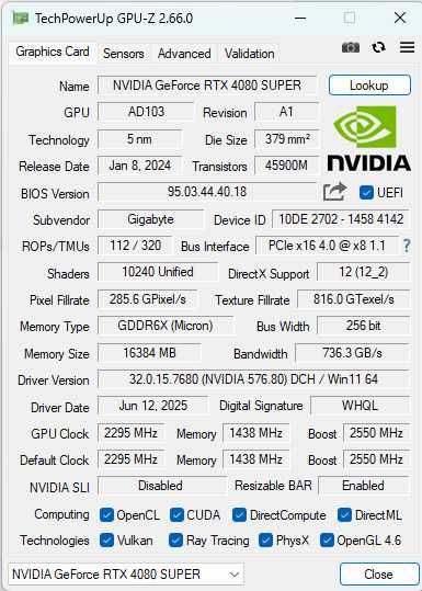 Gigabyte GeForce RTX 4080 SUPER