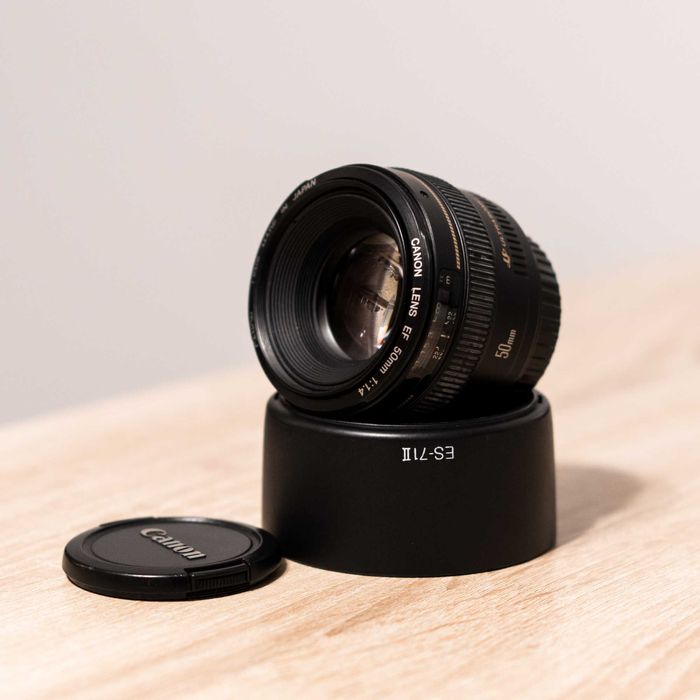 Vand obiectiv Canon EF 50mm f/1.4 USM si blitz Canon Speedlite 580EX