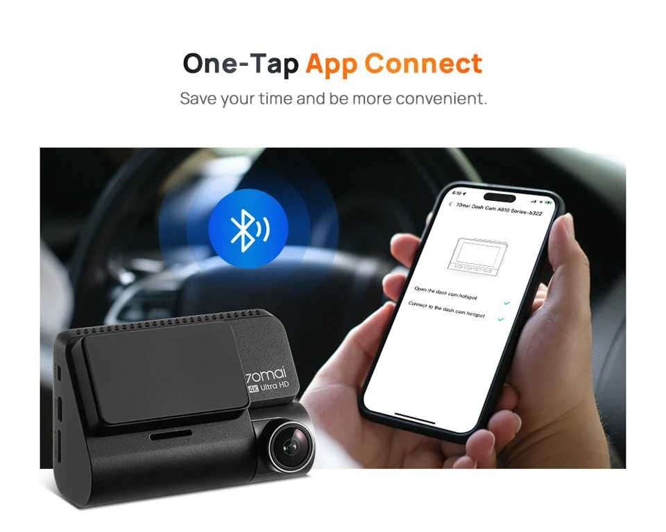 Видеорегистратор 70mai A810 Ultra HD 4K Встроенный GPS ADAS + 64 Гб