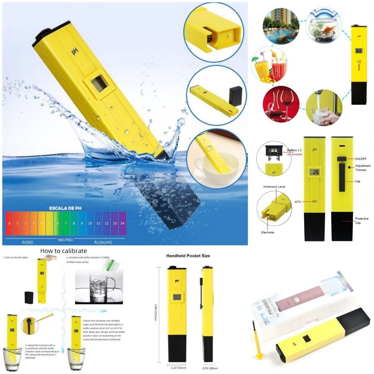 pH Tester + pH Lakmus – SUV KISLOTASI VA ISHQORINI O‘lchash qurilmalar