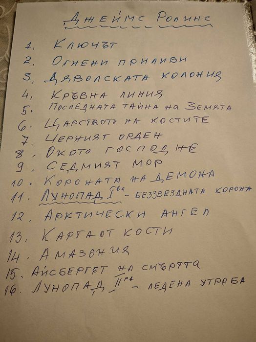 Джеймс Ролинс - 16 заглавия, като нови