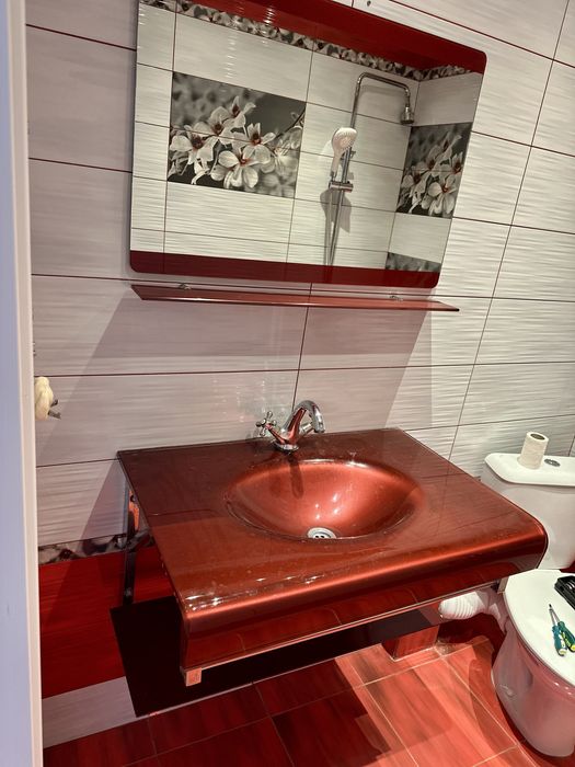 Комплект мивка от стъкло и огледало