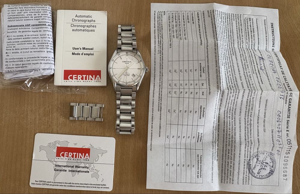 Vand ceas Certina DS-1 automatic, 100m/330ft 10 Atm, Swiss Made