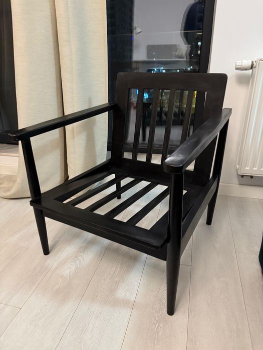 Fotoliu piele si lemn de acacia