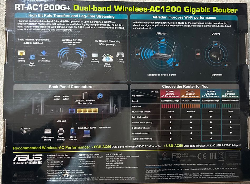 Router Wireless ASUS RT-AC1200, Dual Band, 1200 Mbps, 4 Antene (Negru)