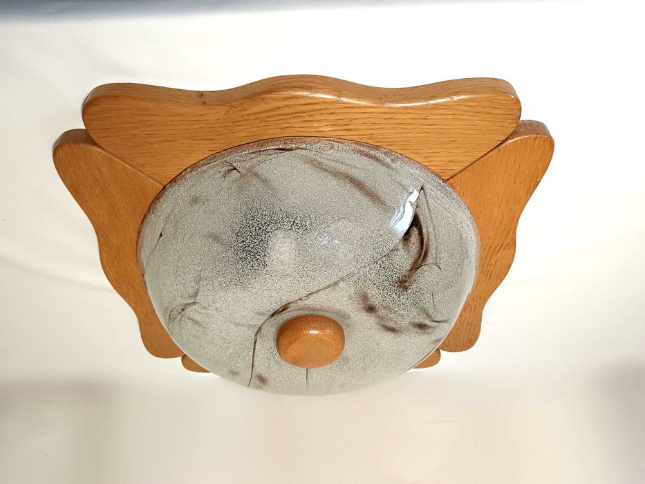 Plafoniera Mid Century Art Deco, Barovier i Toso, stejar auriu vintage