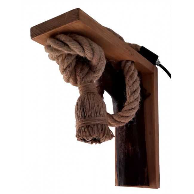 Aplica rustica - din lemn masiv si franghie de iuta