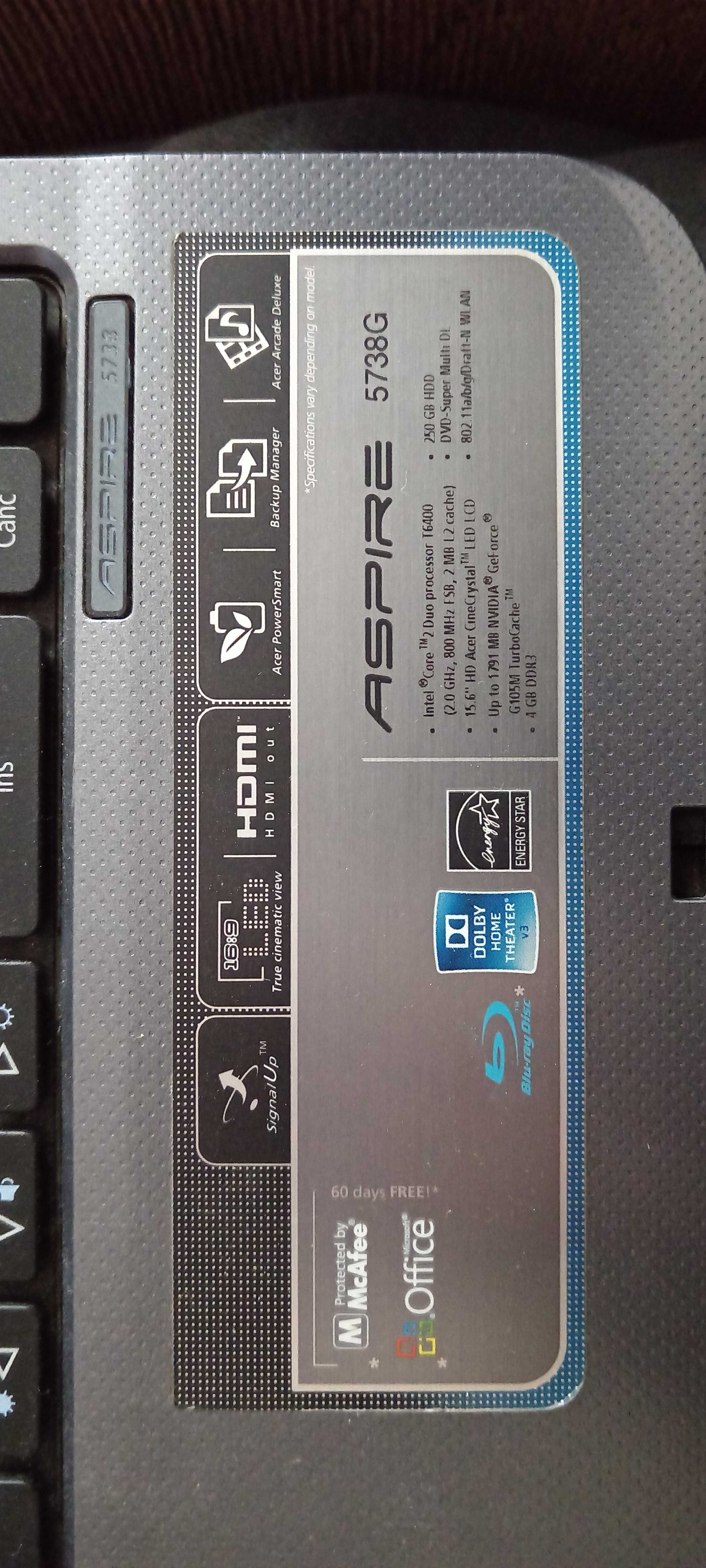 Laptop Acer Aspire 5738/5338
