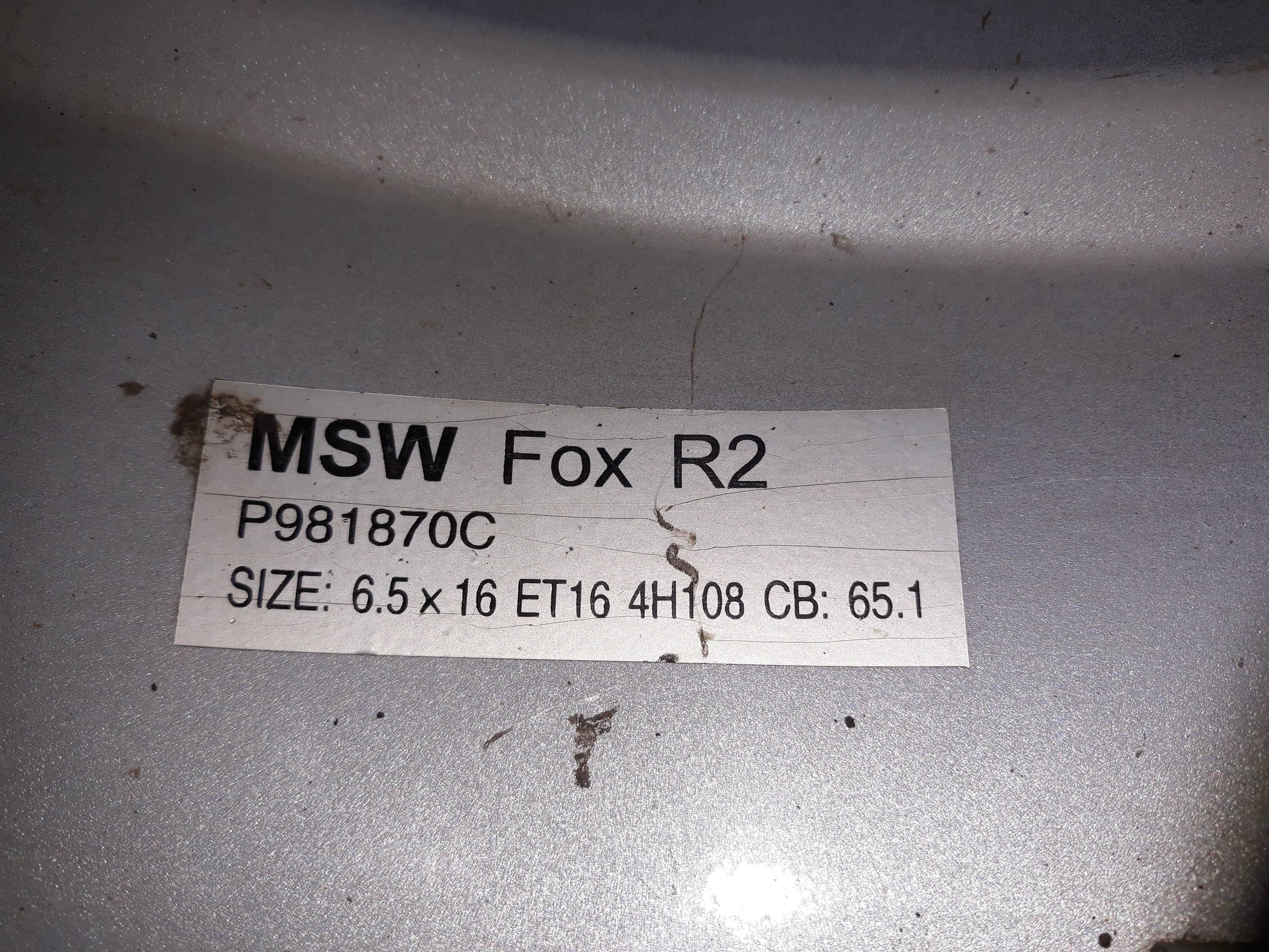2 jante MSW Fox Racing R2 4x108 R16 ET 16