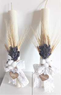 Lumanari nunta/Botez- din faguri ceara de albine naturala sau colorata