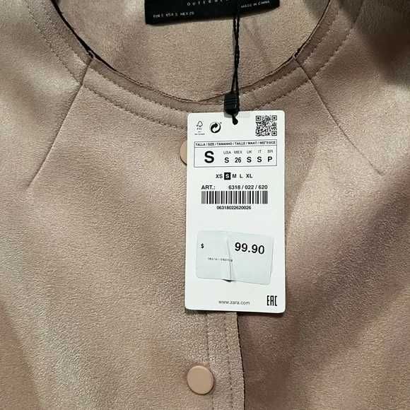 Дамско палто Zara розов велур S