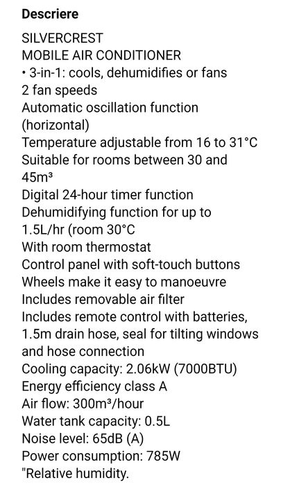 Aer Conditionat Portabil 3.in1. Nou ! Ofertă !