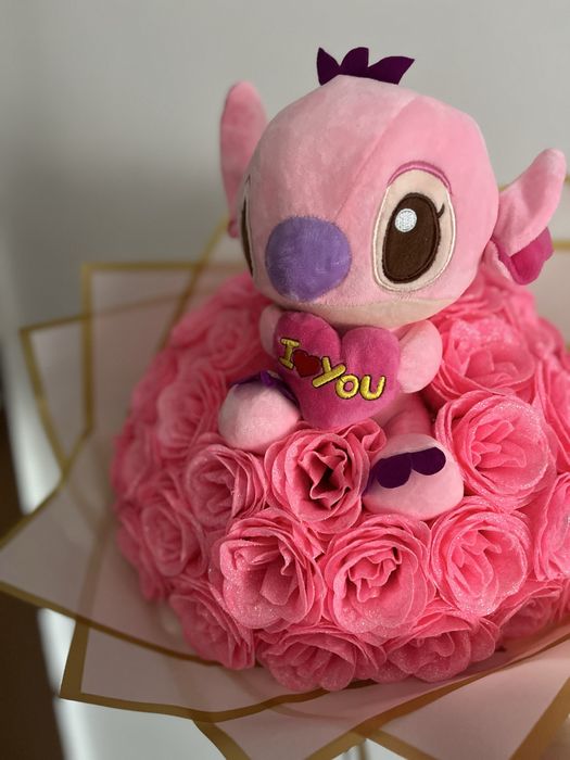 Buchet de trandafiri din sapun cu sclipici + ursulet