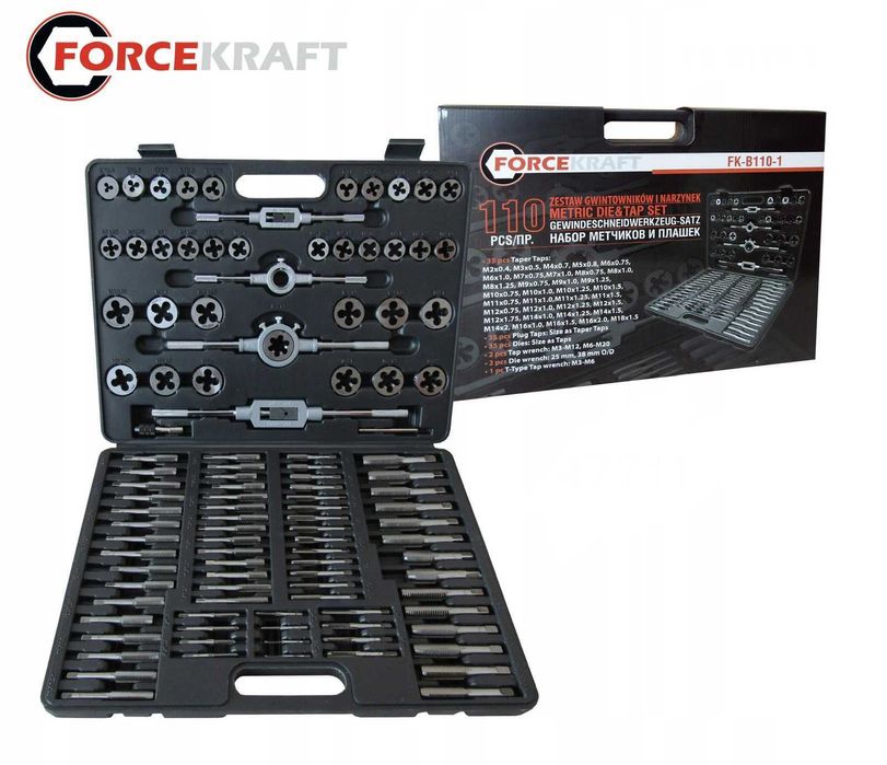 Метчици и плашки 110 части Професионални FORCEKRAFT