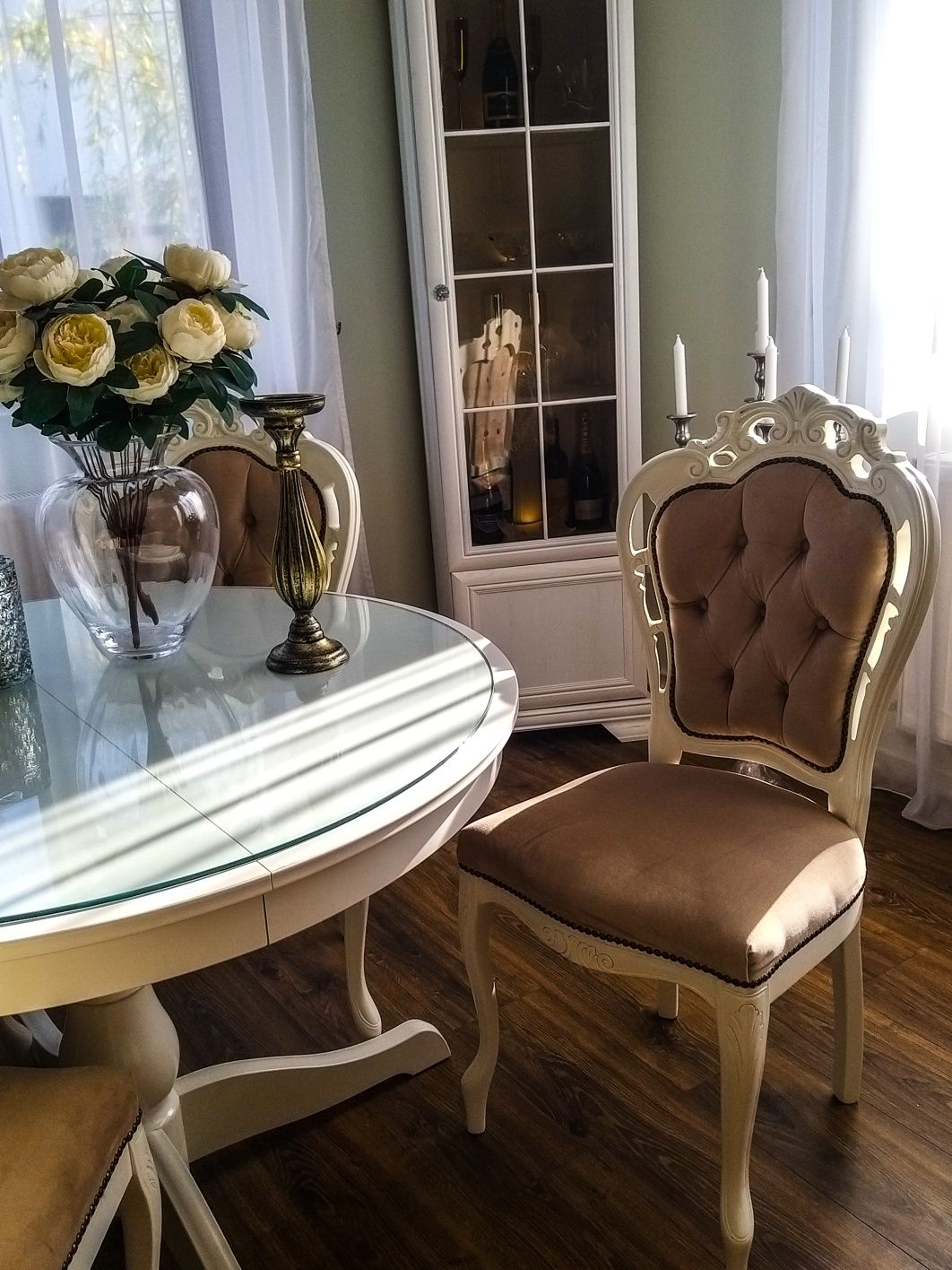 Set de 4 scaune lemn masiv tapitate baroc luxury