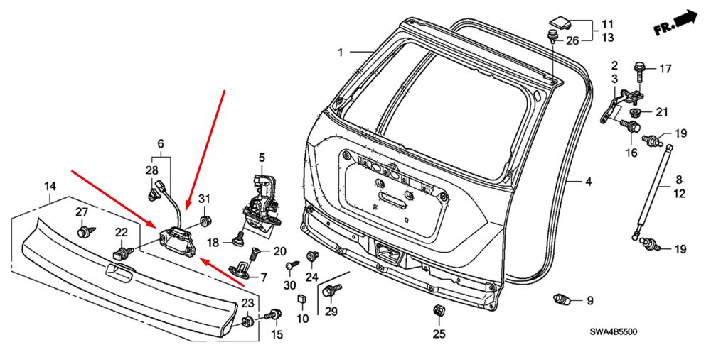 Бутон За Отваряне На Багажник, Honda, Cr-V Mk3, Трета Генерация,