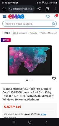 Tableta Microsoft Surface Pro 6, Intel® Core™ i5-8250U