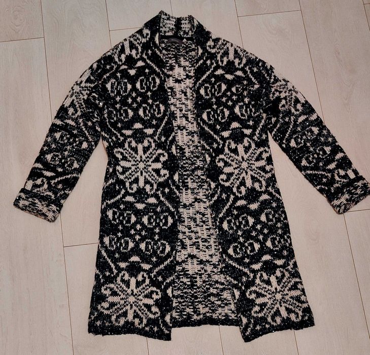 Cardigan pulover lung elegant cu paiete