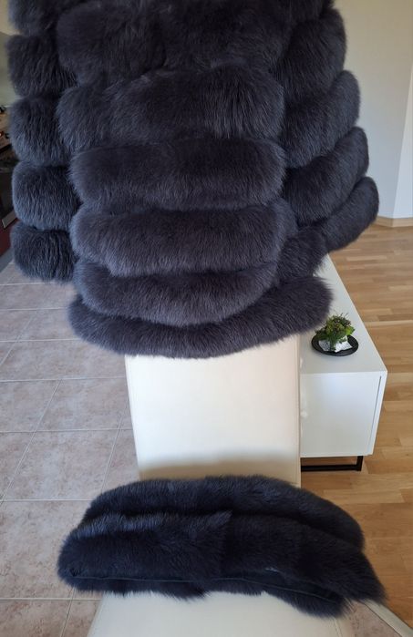 Палто от естествена кожа с косъм