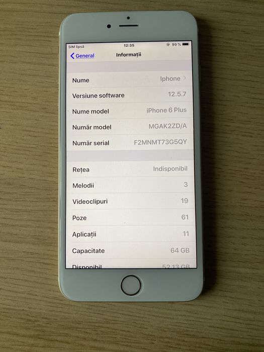 Iphone 6 plus gold 64gb baterie 85% perfect functional