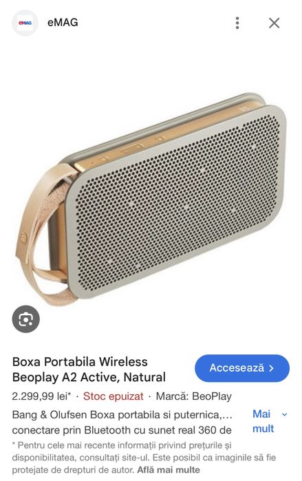 Boxa portabila  Bang&Olufsen Beoplay A2 Special Edition