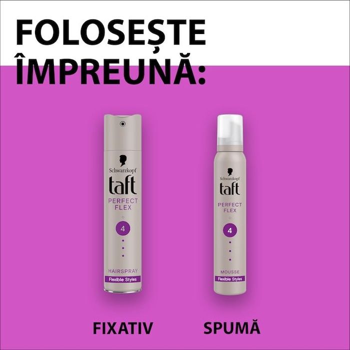 Fixativ Bucle Taft Perfect Flex, nivel fixare 4, vegan, 250 ml