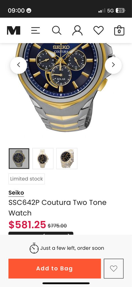 Seiko Coutura Cronograf 45mm V194-0AB0 Solar Watch