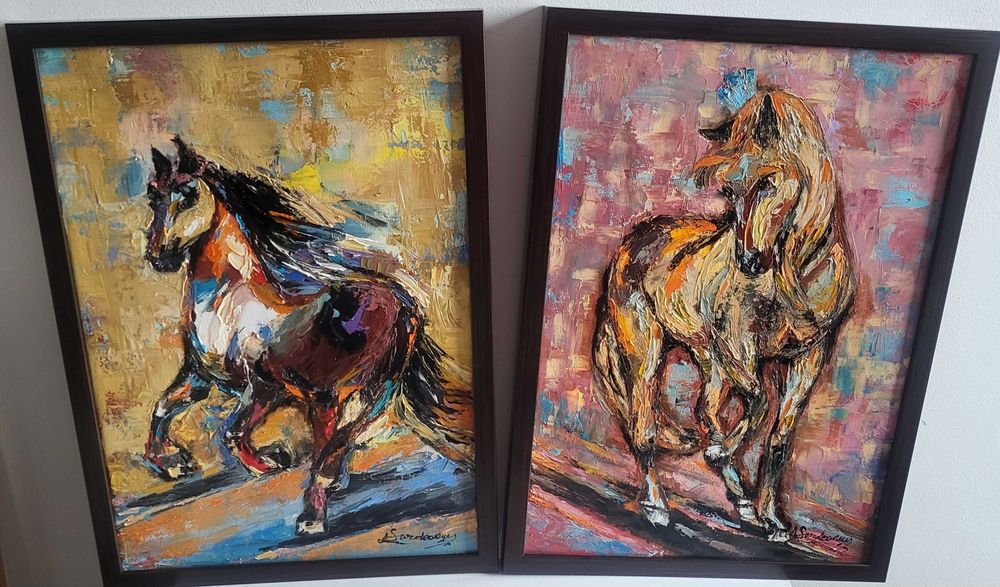 Pictura, tablou modern nou, -CAL IN GALOP NR.1- pictor roman consacrat
