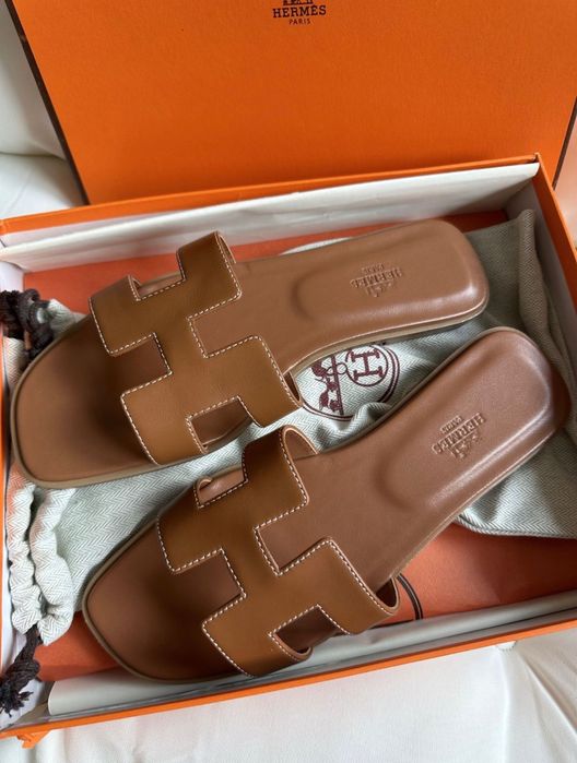 Papuci Slapi Hermes Piele Naturala Full Box 36 37 38 39