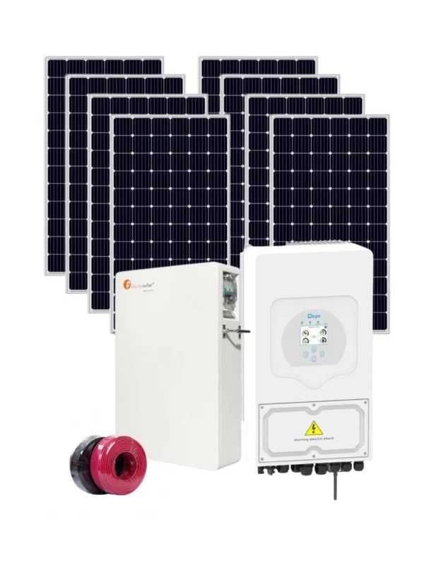 Автономна соларна с-ма 8.8 kW + Deye 8 kw + 5.12 kwh батерия-Трифазна