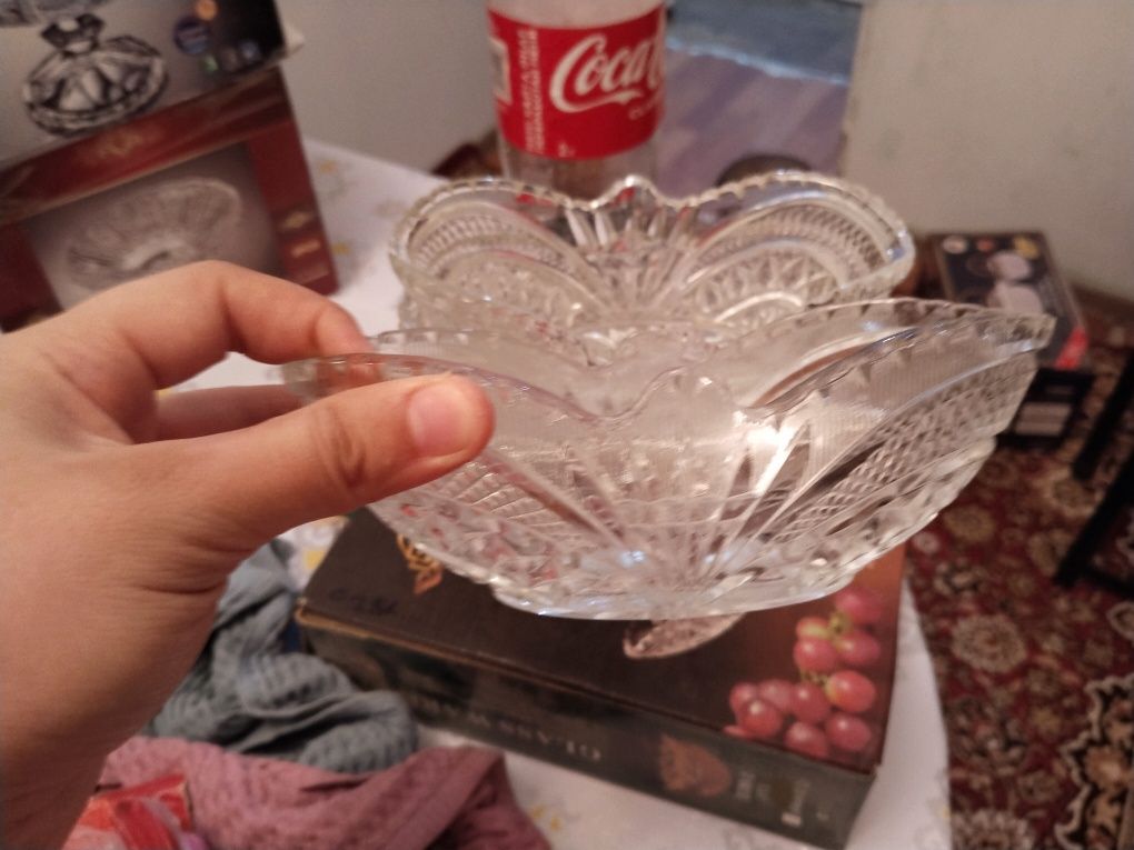 Бу хрусталь ваза лотка 6шт